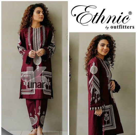 ETHNIC LAWN UNSTITCHED EMB 2PC