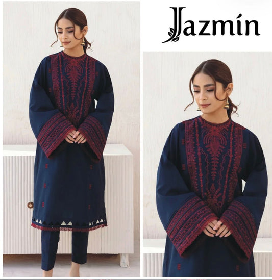 JAZMIN LAWN UNSTICH EMBROIDERED 2-PIC